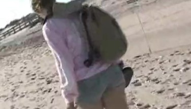Flashing pussy at a public beach