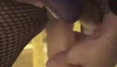 Sexy Suz doing dildo in her fishnet stocking